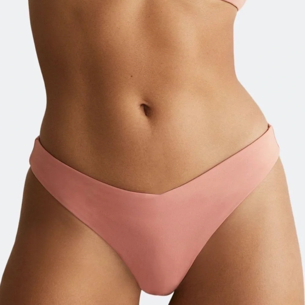 NWT Onia Chiara High Cut Cheeky Bikini Bottoms Nude (Pink)